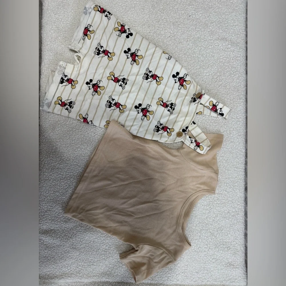 Mickey Mouse Baby Romper with Tan Shirt - Picture 2 of 2